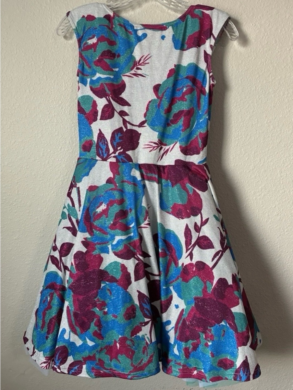 Weissman women’s fit and flare dance costume with flowers.
